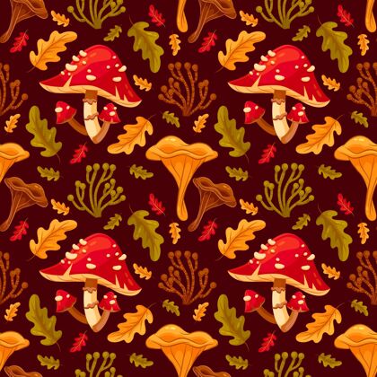 蘑菇手绘蘑菇图案背景蘑菇背景图案