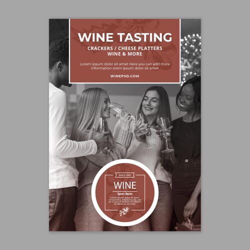 葡萄酒葡萄酒海报模板与照片酒精随时印刷印刷模板