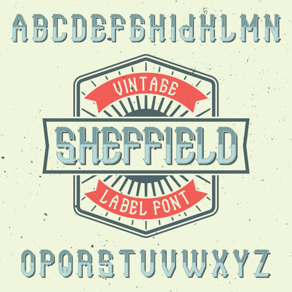风格古老的字母和标签字体命名谢菲尔德排版类型经典