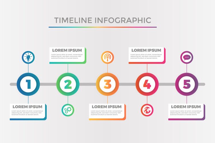 彩色渐变时间线信息图形模板增长时间线信息图