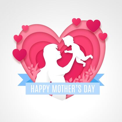 庆祝活动纸质母亲节插画母亲节女人爱