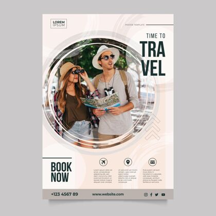 准备打印旅游海报模板与照片旅行旅行传单