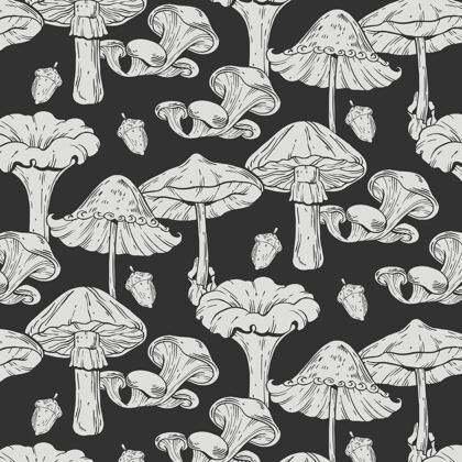 图案手绘蘑菇图案蘑菇手绘墙纸