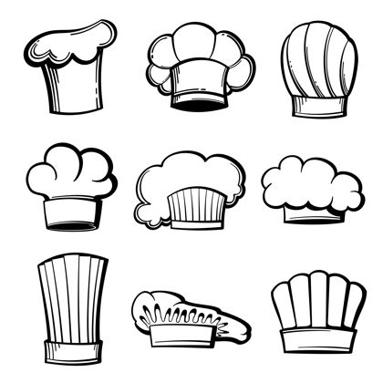 烹饪概述厨师帽子和玩具集绘图设置制服
