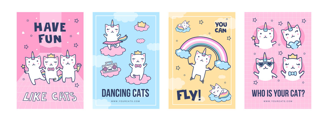梦想独角兽猫海报集猫可爱促销