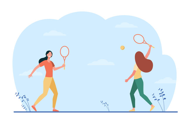 娱乐快乐的女人在户外打羽毛球运动女人休闲
