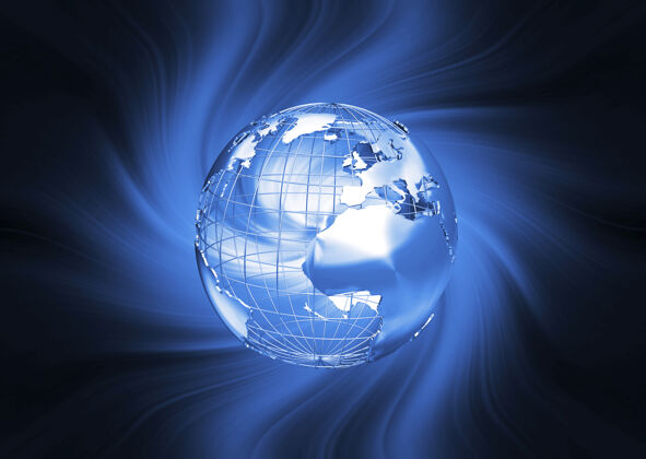 欧洲线框球体的3d渲染地球火世界