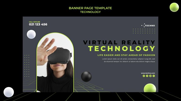 科技虚拟现实技术横幅模板数码科技水平