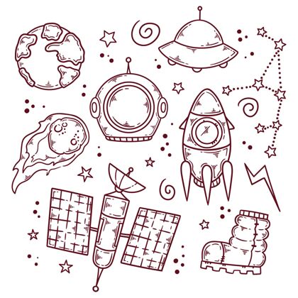 外太空太空涂鸦插图背包涂鸦太空