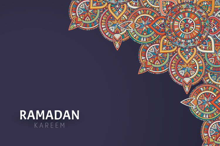 花卉Ramadamkareem背景和曼荼罗装饰曲线亚洲装饰