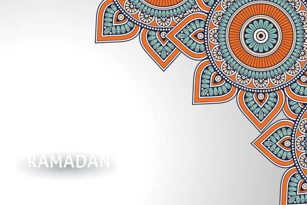 东方Ramadamkareem背景和曼荼罗装饰古董阿拉伯语框架