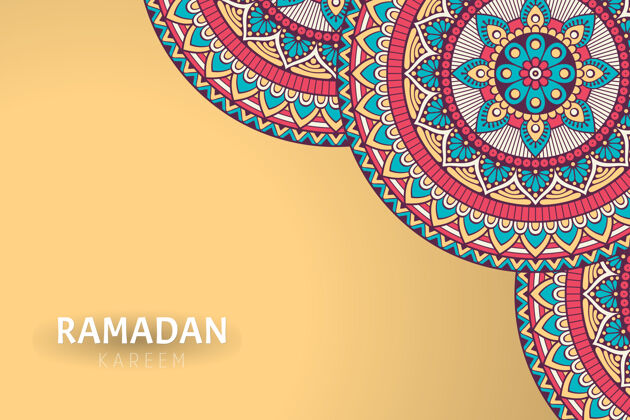 卡里姆Ramadamkareem背景和曼荼罗装饰阿拉伯语螺旋背景