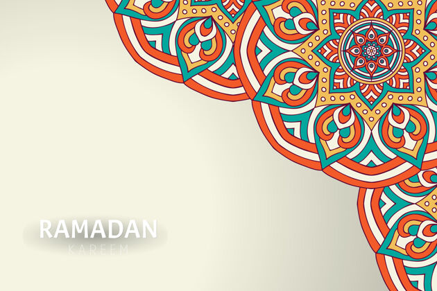 框架Ramadamkareem背景和曼荼罗装饰阿拉伯语花卉锦缎