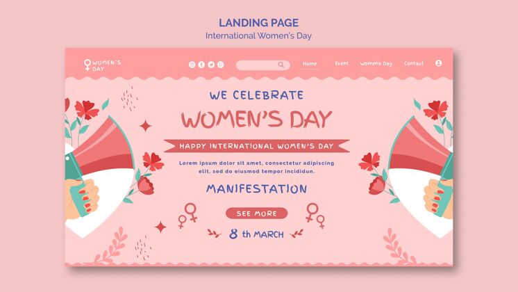 自由美丽的妇女节登陆页登陆页女性国际