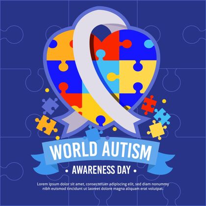 自闭症平面世界孤独症意识日插画4月2日全球世界自闭症意识日