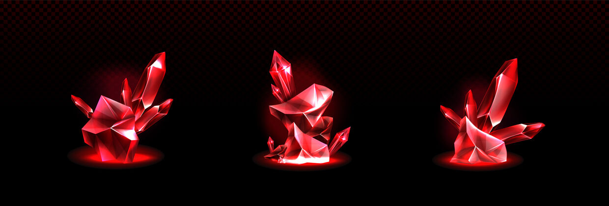 形状闪亮的红色水晶棱镜钻石多边形