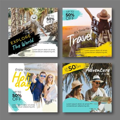 优惠旅行instagram帖子收集模板目的地旅游购买