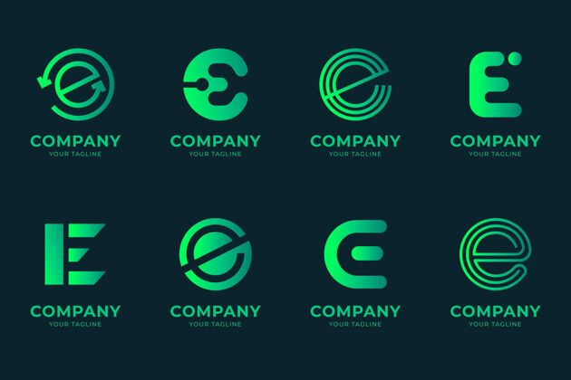 Flat字母e标志集合企业标识公司标识Corporate