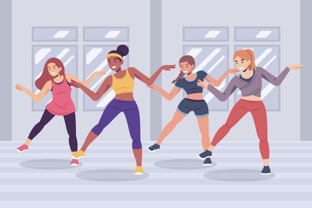 女人有机平面舞健身班运动课堂女人