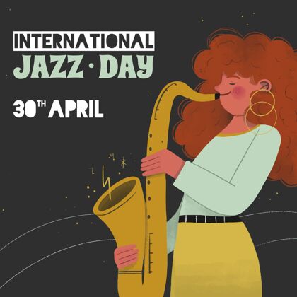爵士乐日手绘国际爵士日插画文化庆典国际爵士乐日