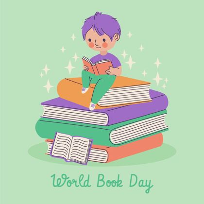 4月23日手绘世界图书日插图故事世界图书和版权日国际