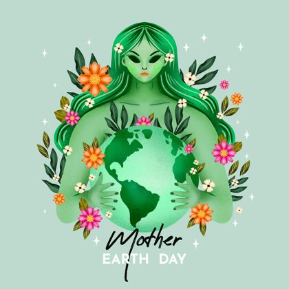 地球水彩地球母亲日插画地球母亲意识庆典