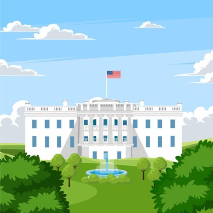 插图详细的白宫插图华盛顿建筑房子