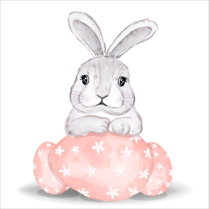 庆祝水彩画粉红蛋兔复活节兔子兔子耳朵浪漫