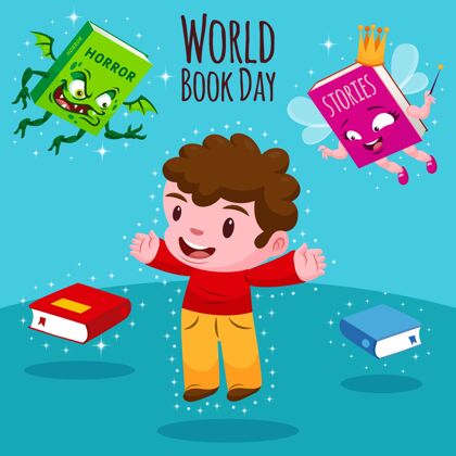 卷卡通世界图书日插画与人世界读书日小说学习