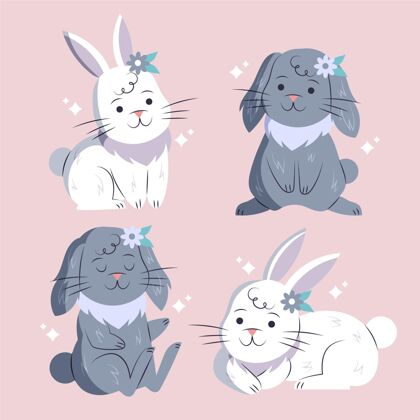 复活节手绘复活节兔子系列复活节兔子兔子可爱