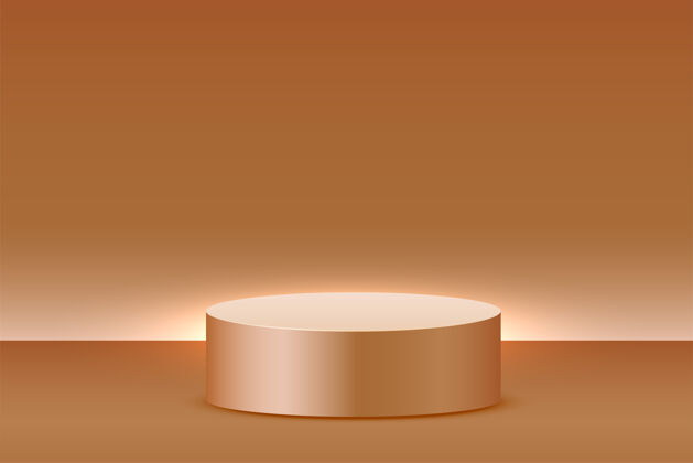 空白带讲台平台的空产品展示背景橙色背景讲台