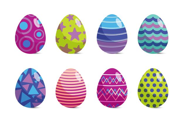 分类彩色平面装饰复活节彩蛋收藏复活节鸡蛋包装
