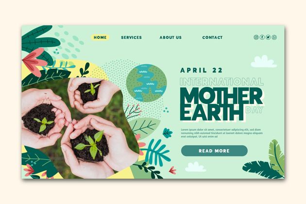 生态系统地球母亲节庆祝活动的登陆页模板活动地球母亲庆典