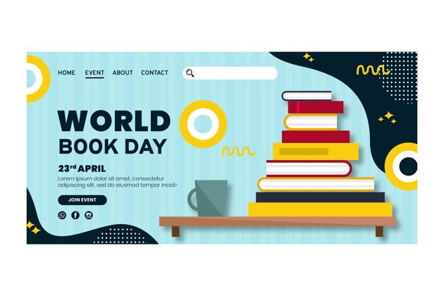 知识世界图书日庆祝活动的登录页模板卷国际全球