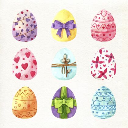 插画水彩画装饰复活节彩蛋收藏华丽复活节选择