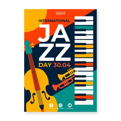 爵士乐日平面国际爵士日海报模板声音国际爵士乐日节日