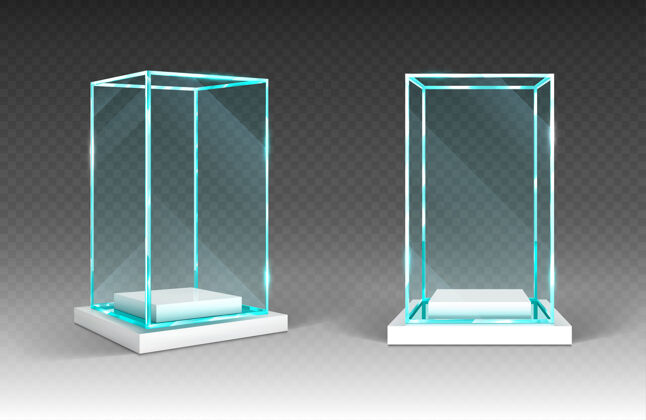 展示带塑料底座的玻璃橱窗塑料半透明积木