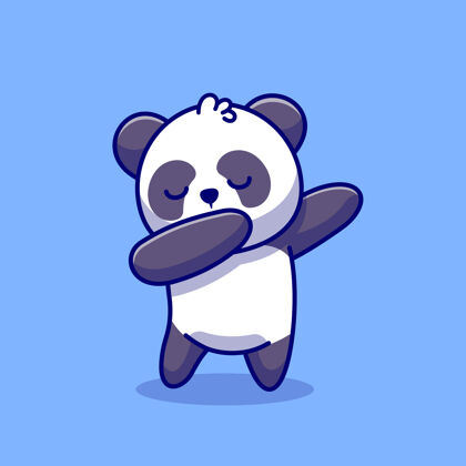 姿势可爱的熊猫拍卡通图标插图动物自然图标概念溢价平面卡通风格动物园动物中国