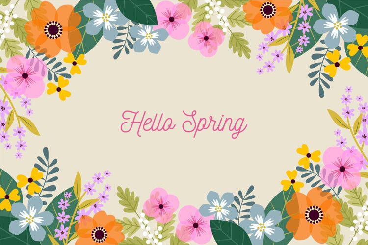 你好春天平面设计春季背景春天美丽花卉