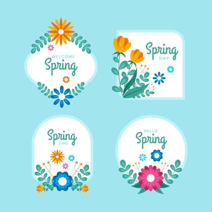 徽章春季标签系列花卉收集春天标签