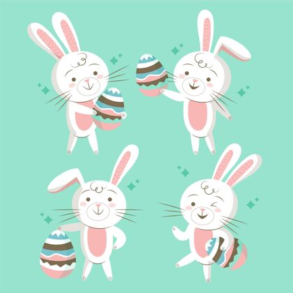 复活节快乐手绘复活节兔子插图插图逾越节事件