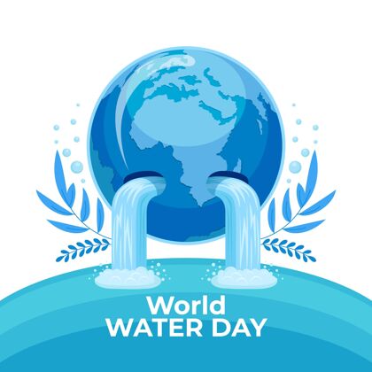 运动详细的世界水日插图与行星平面星球环境