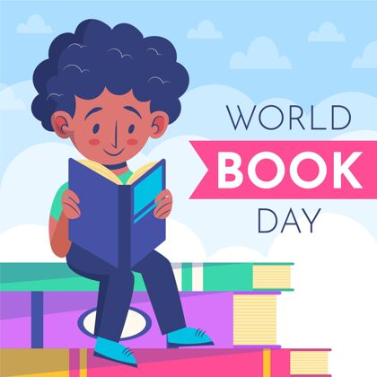 阅读有机平面世界图书日插图与人阅读全球书籍插图