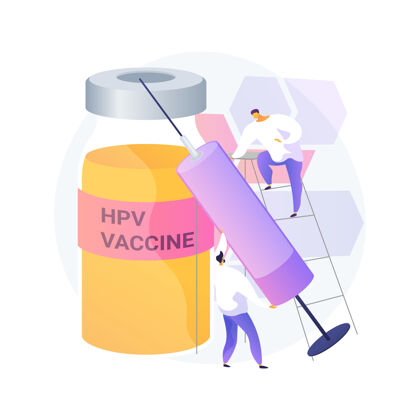 过敏Hpv疫苗接种抽象概念载体插图预防宫颈癌 人乳头瘤病毒免疫计划 Hpv疫苗接种 预防感染抽象隐喻青少年注射成人