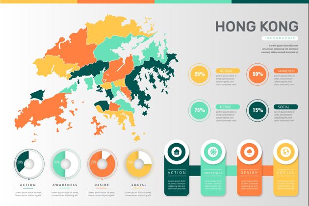 模板平面香港地图信息图形图表数据香港