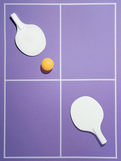 乒乓球平放羽毛球拍和球项目运动平铺