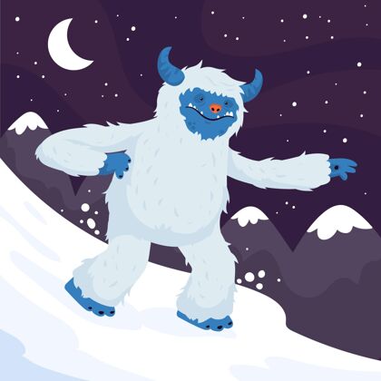 插图手绘雪人可恶雪人插图怪物卡通生物