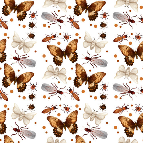 自然不同的昆虫图案爬行翅膀系列