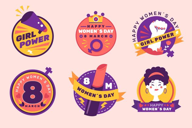 徽章国际妇女节标签标签全球国际