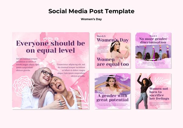 3月8日Instagram为庆祝妇女节发布了一系列帖子模板网站两性平等